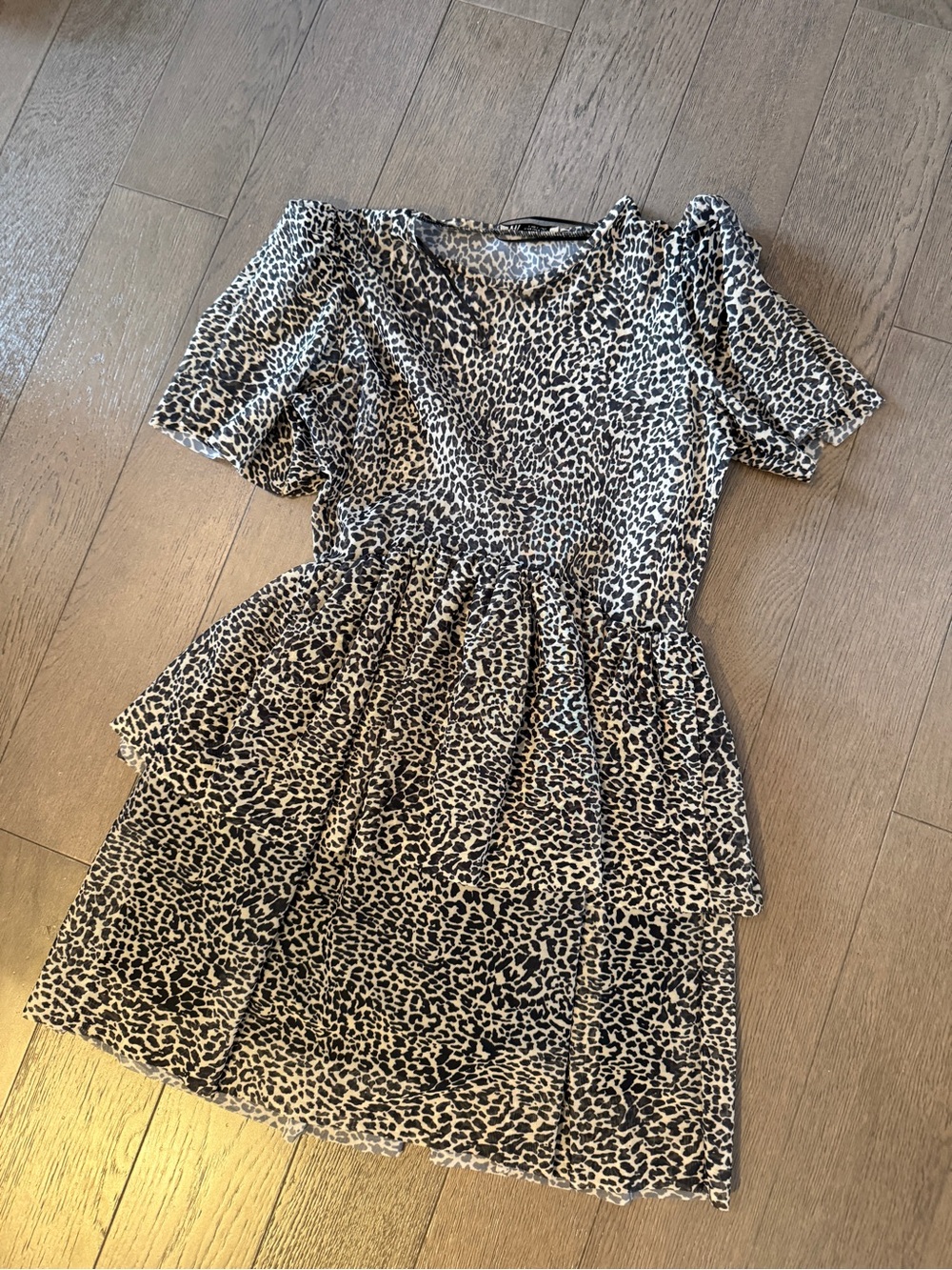 Zara Leopard Print Mini Dress - Black & Cream